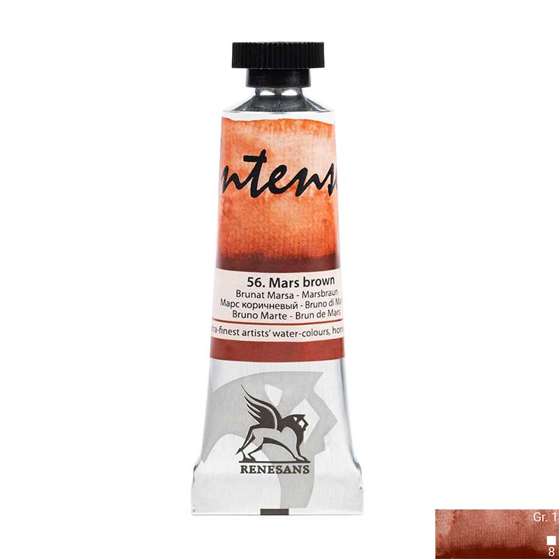 Culoare acuarela la tub, extrafina, 15ml, Intense Water, Renesans 56 Mars brown