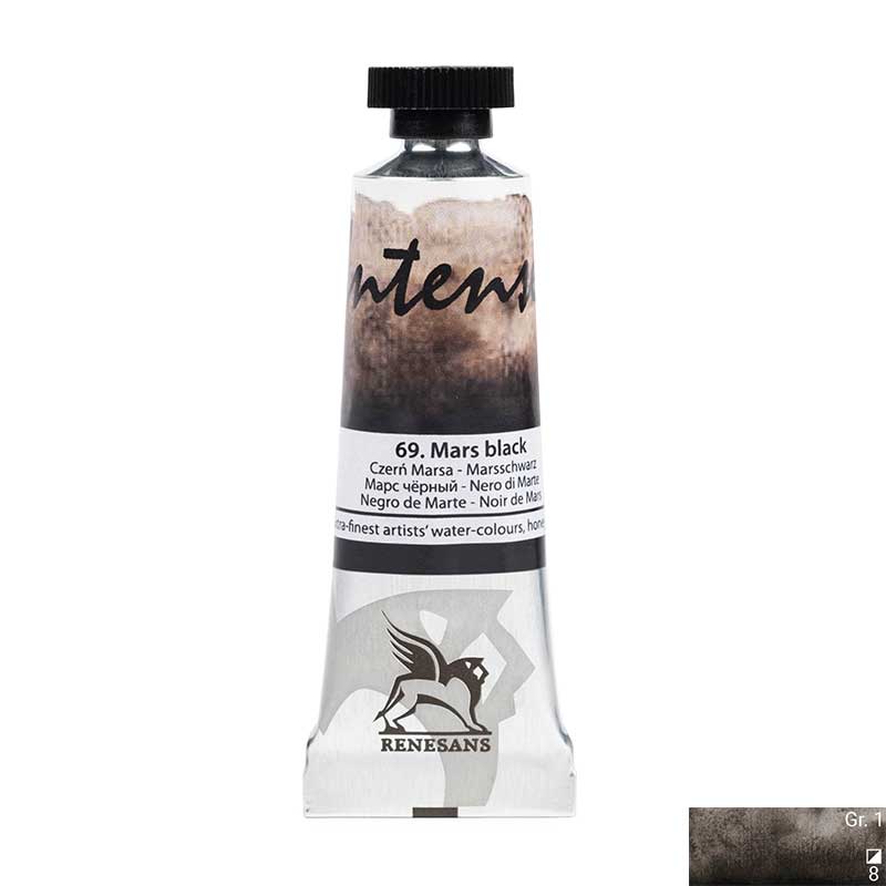 Culoare acuarela la tub, extrafina, 15ml, Intense Water, Renesans 69 Mars black