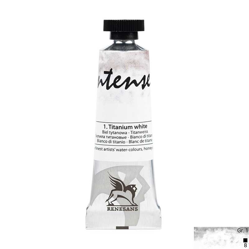Tub acuarela extrafina Intense Water Renesans, 01 Titanium opaque white