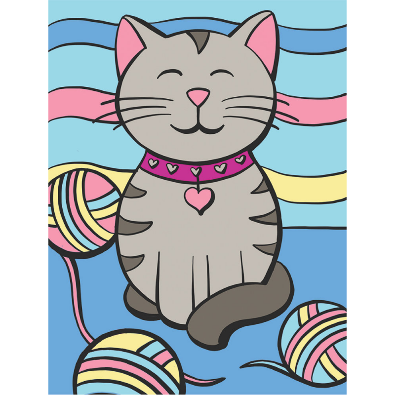 Set pictura pe numere pentru copii, MFP18, Pisicuta vesela