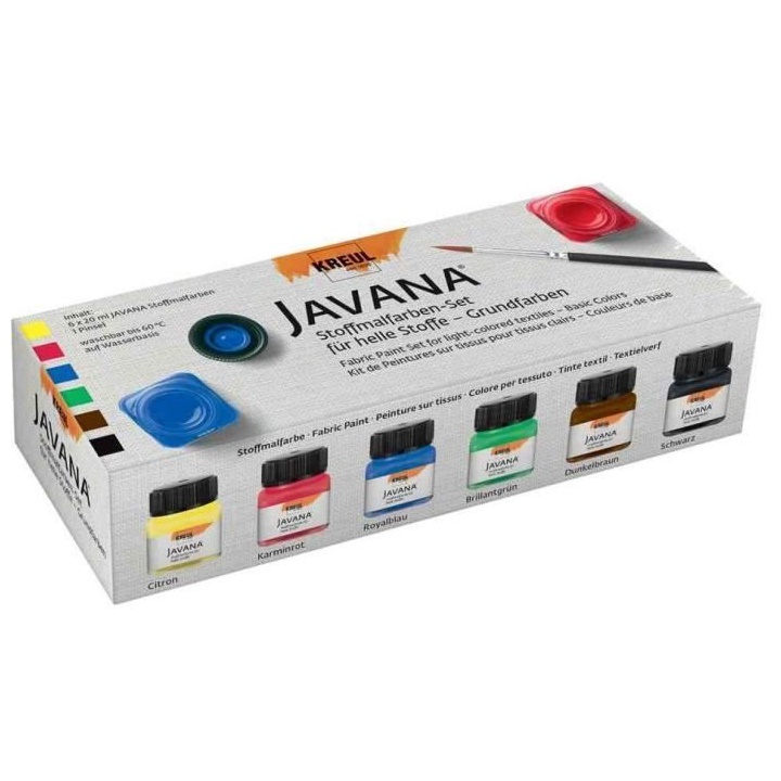 Set 6 x 20ml culori textile usor colorate, Javana C. Kreul, Basic colors