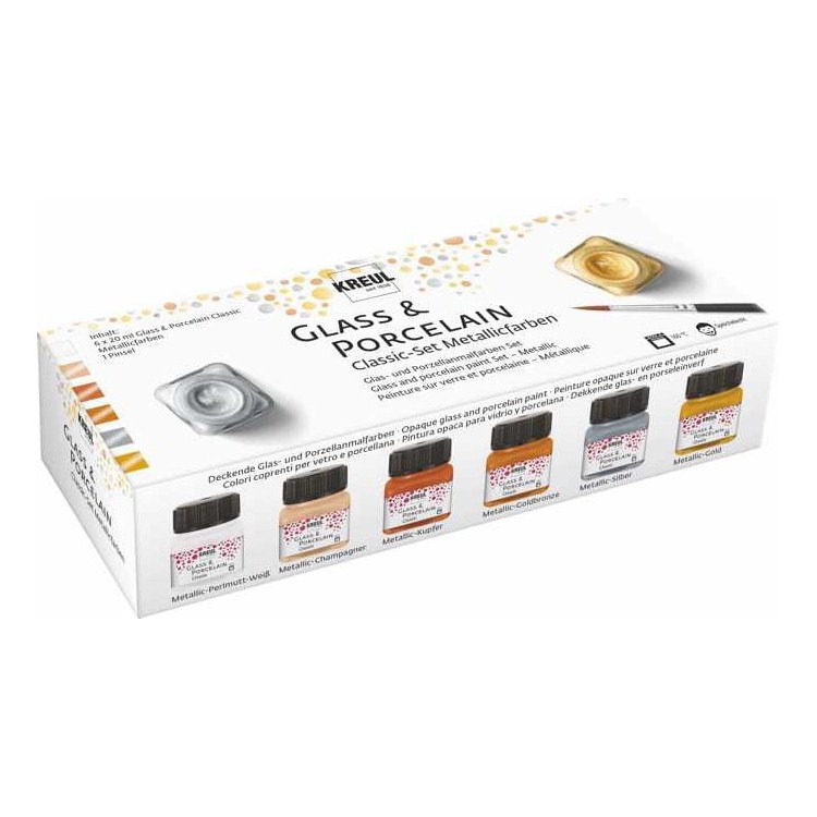 Set 6 vopseluri metalice pentru sticla si portelan, Classic Metallic C. Kreul