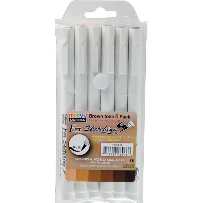 Set 6 linere grafice, tonuri maro, Marvy-Uchida
