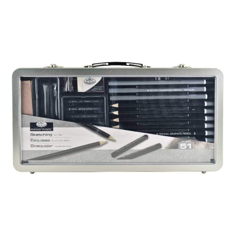 Set pentru schite, 51 piese, Royal & Langnickel, cutie metalica