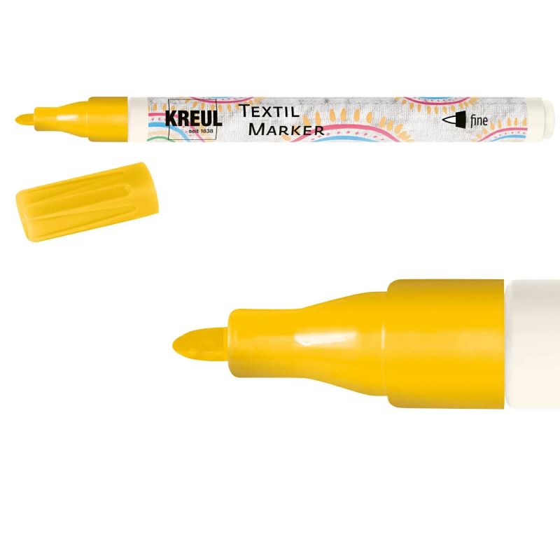 Marker textile, varf subtire 1-2 mm, C. Kreul, galben