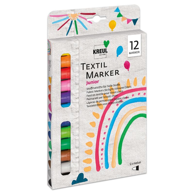 Set 12 markere pentru textile, varf mediu 2-4 mm, Junior C. Kreul
