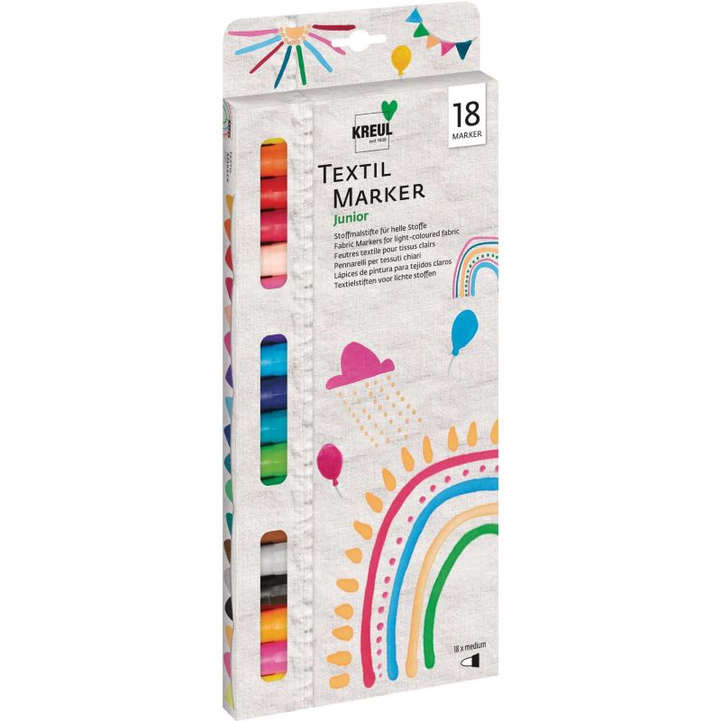 Set 18 markere pentru textile, varf mediu 2-4 mm, Junior C. Kreul