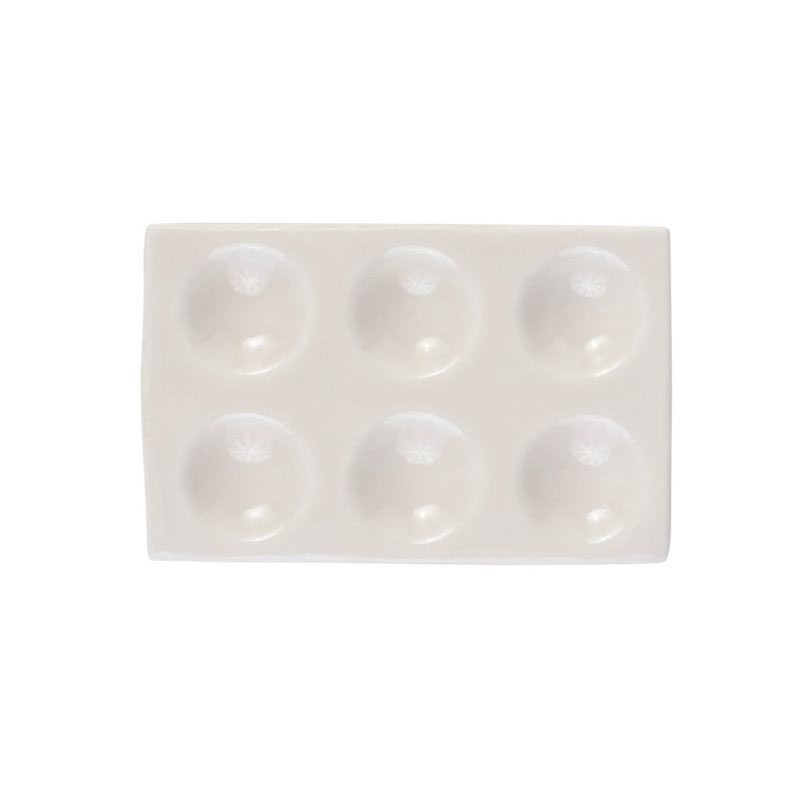 Paleta pictura din portelan alb, 6 cavitati, Renesans