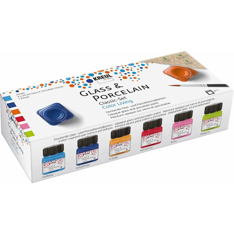 Set 6 vopseluri pentru sticla si portelan, Classic Color Living C. Kreul