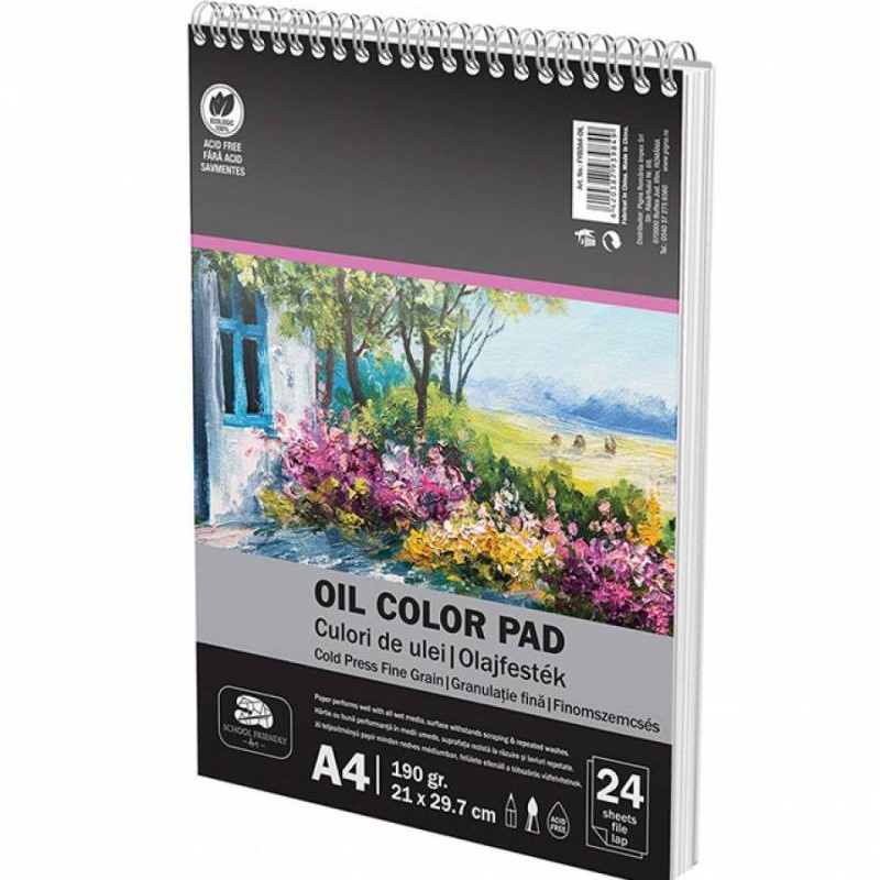 Bloc pentru pictura in ulei Pigna, 24 coli 190g, format A4