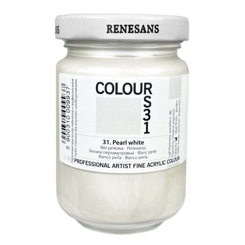Culoare acrilica metalizata, Renesans Colours 125 ml, 31 White Pearl