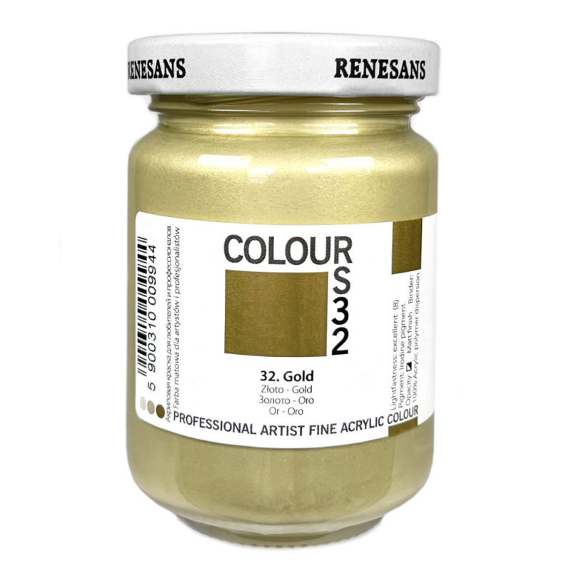 Culoare acrilica metalizata, Renesans Colours 125 ml, 32 Gold