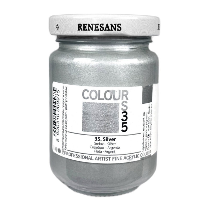 Culoare acrilica metalizata, Renesans Colours 125 ml, 35 Silver