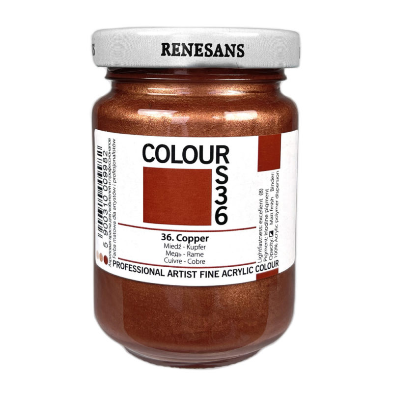 Culoare acrilica metalizata, Renesans Colours 125 ml, 36 Copper