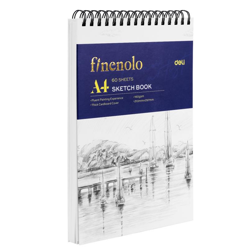 Sketchbook Deli, format A4 cu spira, 60 coli 160g