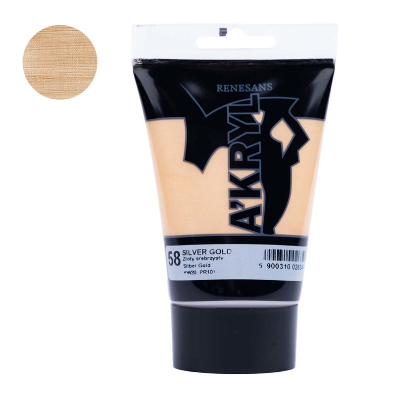 Culoare acrilica Iridescent, Renesans A'kryl, 100ml, 58 SilverGold