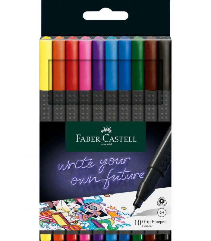Set 10 linere 0,4 mm, Grip, Faber-Castell