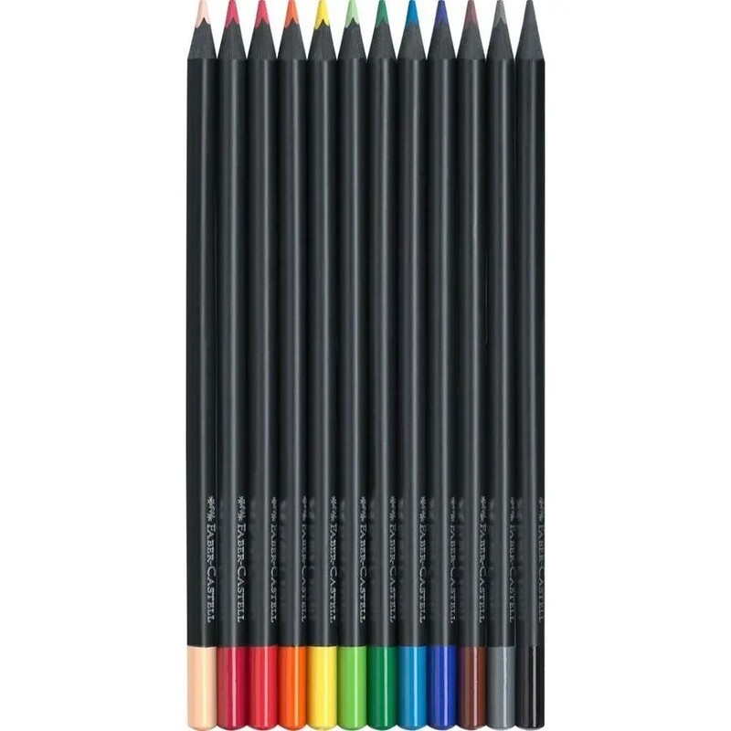 Set 12 creioane colorate, Black Edition, Faber-Castell Set 12 creioane colorate, Black Edition, Faber-Castell