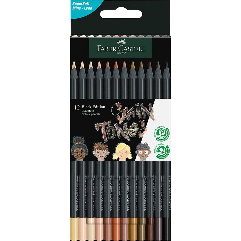 Set 12 creioane colorate, Skin Tones Black Edition, Faber-Castell