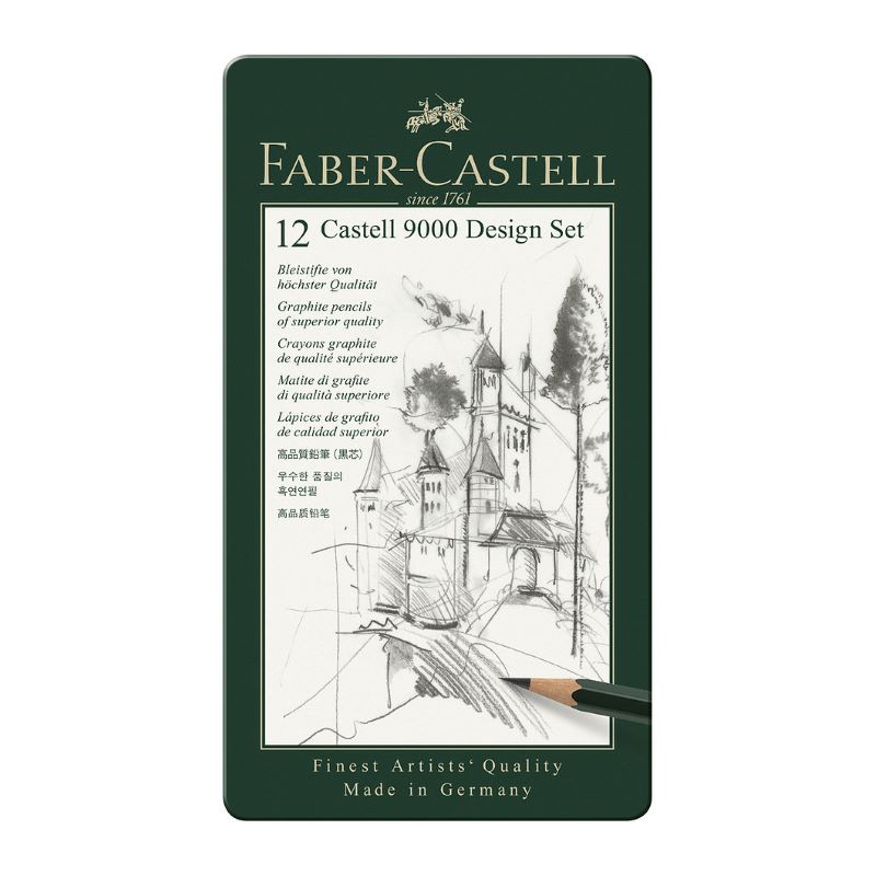 Set 12 creioane grafit, Design Castell 9000, Faber-Castell