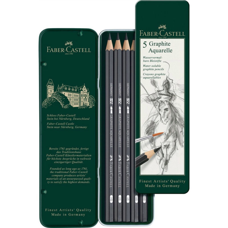 Set 5 creioane Graphite Aquarelle, Faber-Castell