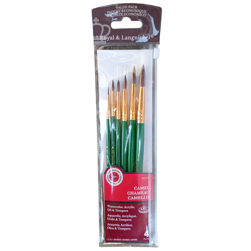 Set 6 pensule scolare, rotunde, fir natural Camel