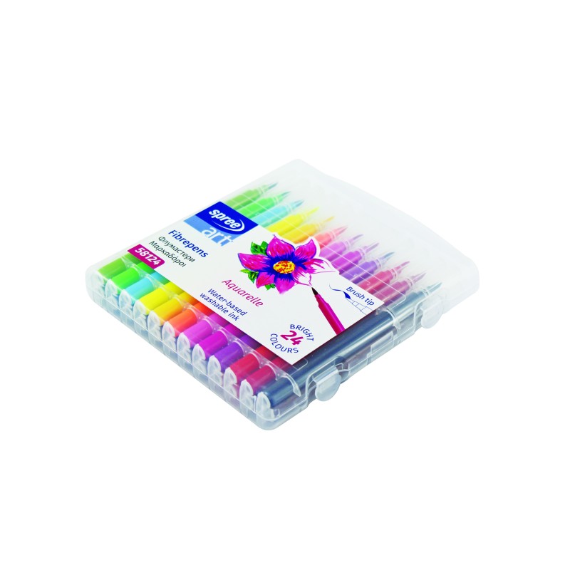 Set 24 carioci tip pensula, Paint Brush, Spree